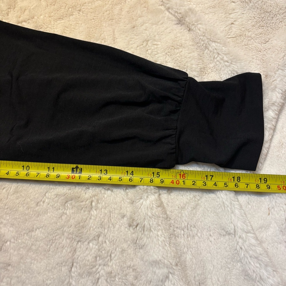 NWT 19 Cooper Dress Large Black Long Balloon Sleeves Ruched Lined Sexy Stretch - Picture 15 of 15